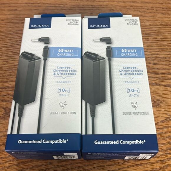Brand new set of 2- Insignia universal laptop chargers 65 Watt- 10 Feet each - Picture 1 of 5